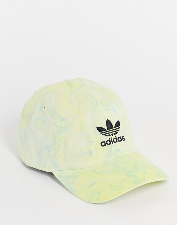 Adidas Originals Relaxed Marble Wash Cap In Pale Yellow