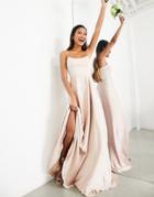 Asos Edition Satin Cami Maxi Dress With Full Skirt In Blush-pink