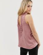 Jdy Appa Sleeveless Top With Lace Trim - Pink