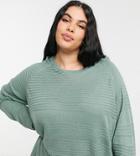 Only Curve Sweater With Textured Stripe In Green