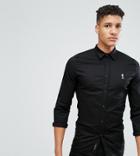 Religion Tall Slim Fit Shirt With Stretch - Black