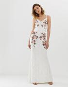 Hope & Ivy Allover Lace Cami Dress With 3d Applique Embellishment In Ivory-multi