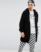 Asos Borg Oversized Parka - Black