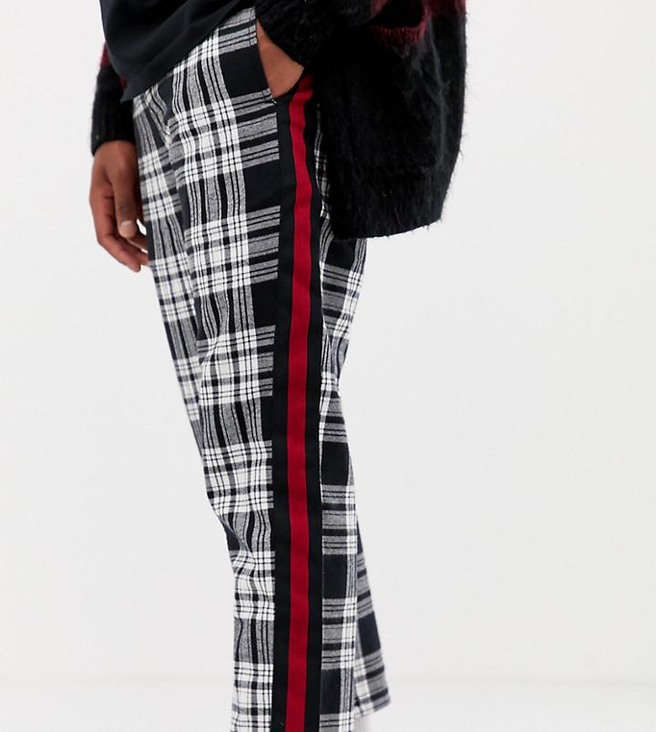 Collusion Skater Fit Check Pants With Side Stripe - Blue