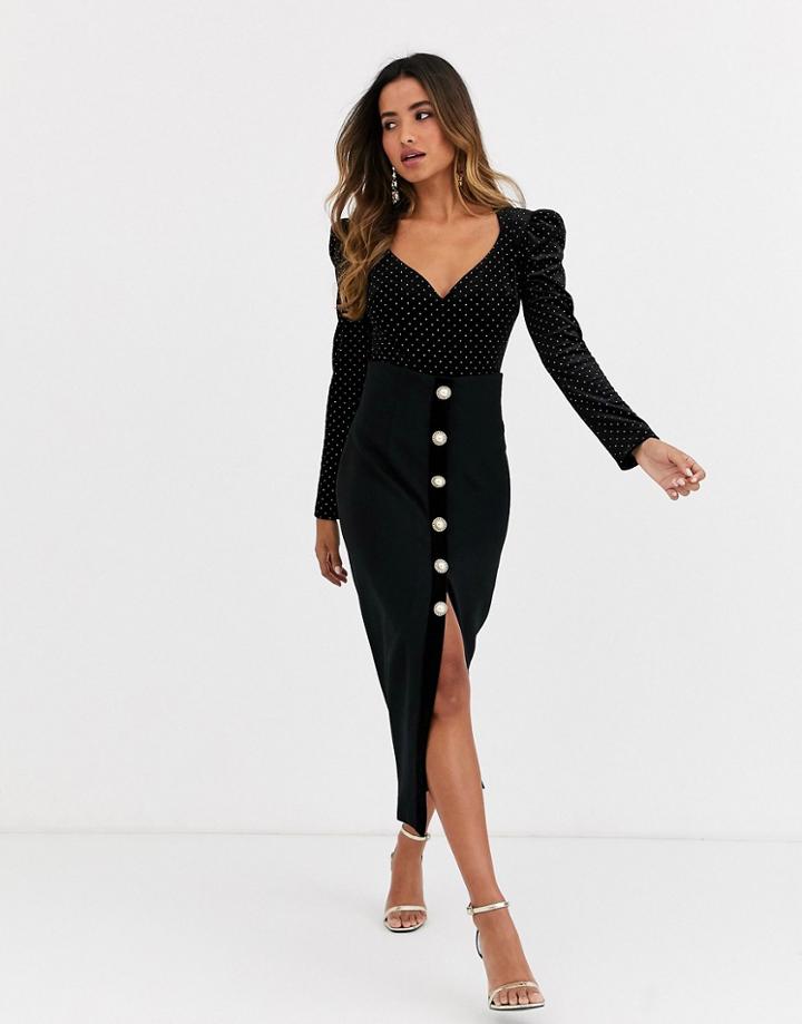 Ronny Kobo Alexis Buttondown Pencil Skirt-black