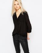Jdy Black Collarless Shirt - Black