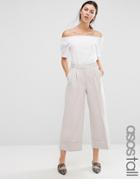 Asos Tall High Waist Culottes With Deep Turn Up - Gray