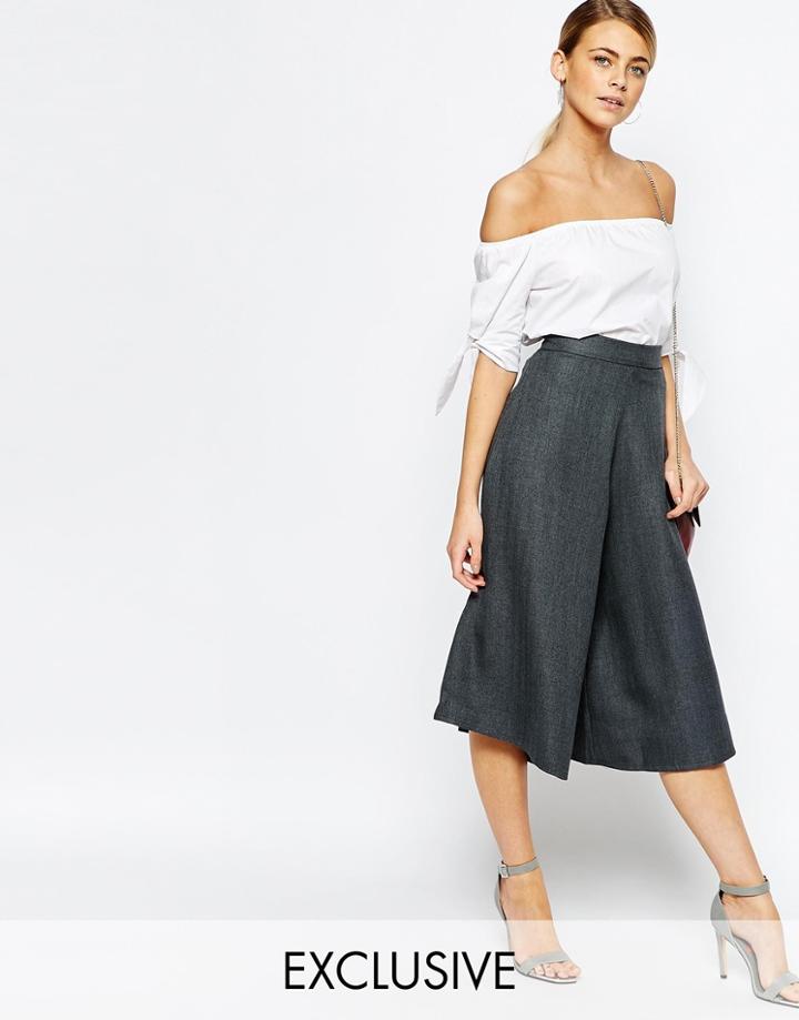 Love Culottes In Crepe - Gray Fishbone