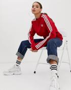 Adidas Originals Adicolor Three Stripe Crew Neck Sweat In Red - Red