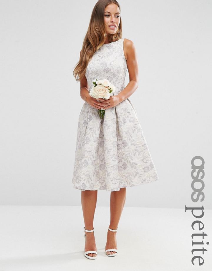 Asos Petite Wedding Jacquard Midi Prom Dress - Multi