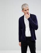 Selected Homme Knitted Merino Blend Shawl Cardigan - Navy