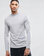 Asos Muscle Long Sleeve T-shirt With Turtleneck In Gray - Gray