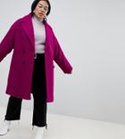 Asos Design Curve Double Breasted Coat In Texture-pink