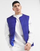 Asos Design Quilted Vest In Cobalt Blue-blues
