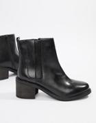 Rule London Leather Kitten Heel Boot - Black