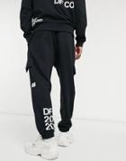 Asos Dark Future Set Oversized Sweatpants In Black With Multi-placement Print