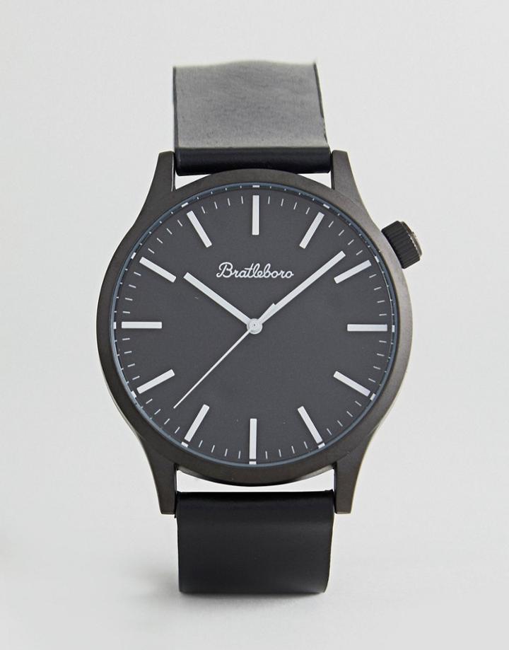 Bratleboro Yellowstone Total Black Leather Watch In Black 44mm - Black