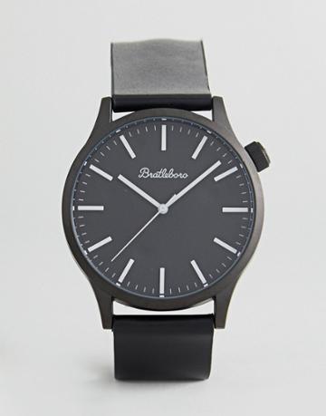 Bratleboro Yellowstone Total Black Leather Watch In Black 44mm - Black