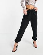 Asos Design Oversized Low Waist Sweatpants With V Front In Black