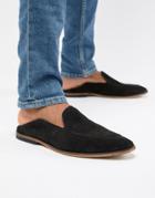 Asos Design Loafers In Black Suede With Collapsable Back - Black