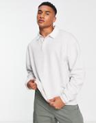 Asos Design Oversized Polo Sweatshirt In White Heather