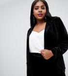 Fashion Union Plus Velvet Blazer Two-piece - Black