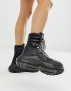 Lamoda Black Chunky Lace Up Hiker Boot - Black