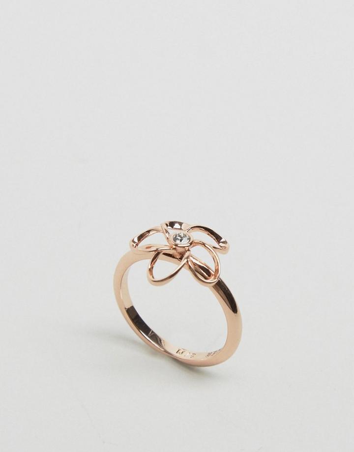 Ted Baker Buena Crystal Mini Blossom Ring - Gold