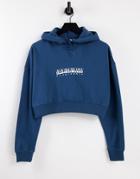 Napapijri Box Cropped Hoodie In Navy