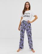 Asos Design Animal Pyjama Pants Set - Multi