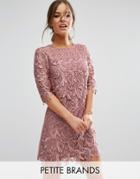 Little Mistress Petite All Over Premium Lace Mini Crochet Pencil Dress