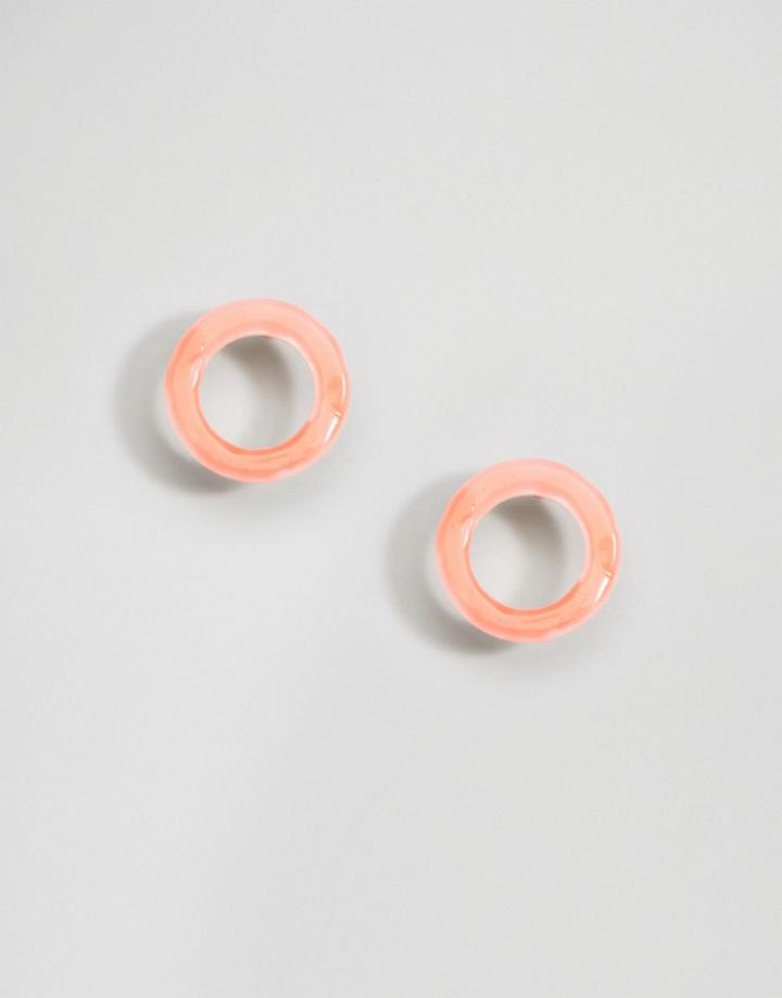 Limited Edition Open Circle Stud Earrings - Pink