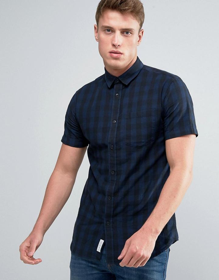 Jack & Jones Checked Shirt With Short Sleeves - Black