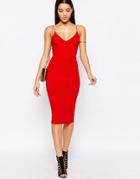 Club L Midi Dress With Cami Strap - Red