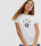 Asos Design Petite T-shirt With Mystical Print In Organic Cotton-white