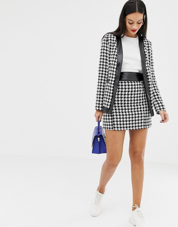 Unique21 Houndstooth Mini Skirt With Pu Trim - Multi
