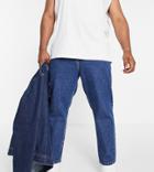 Don't Think Twice Plus Rigid Tapered Fit Jeans In Mid Stone Wash Blue-neutral