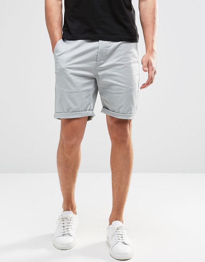Asos Slim Chino Shorts In Pale Blue - Belgian Block