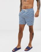 Original Penguin Geo Print Swim Shorts In Classic Blue