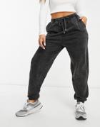 Asos Design Hourglass Oversized Sweatpants In Acid Washed Black