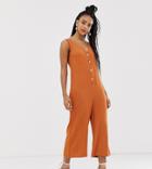 New Look Jumpsuit With Button Front In Rust - Orange