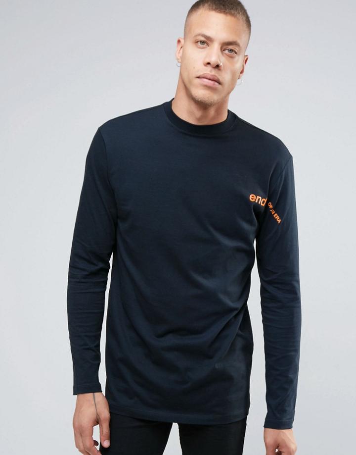 Weekday Jake End Of An Era Printed Long Sleeve Top - Black