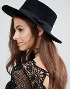 Aldo Wide Brim Flat Top Wool Hat - Black