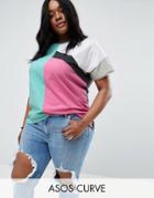 Asos Curve T-shirt In 80s Color Block - Multi