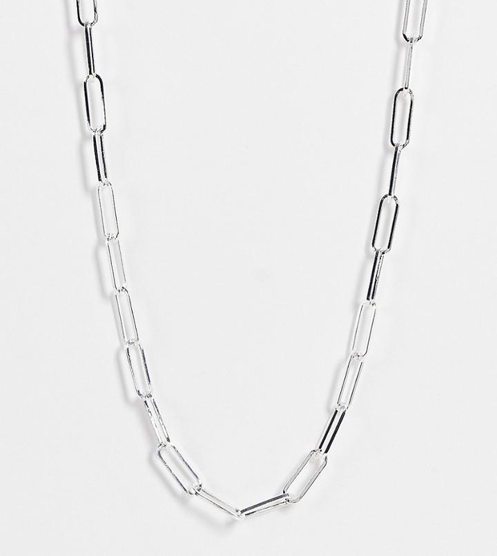 Asos Design Silver Plated Necklace In Open Link Chain