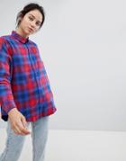 Asos Design Oversized Boyfriend Shirt In Ombre Check - Multi