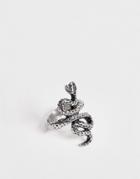 Sacred Hawk Snake Ring In Silver - Silver