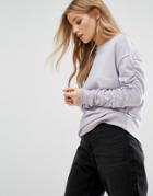 New Look Ruched Sleeve Sweatshirt - Purple