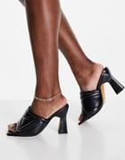 Topshop Rada Premium Leather Padded Heeled Sandals In Black