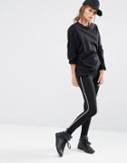 New Look Contrast Piping Legging - Black